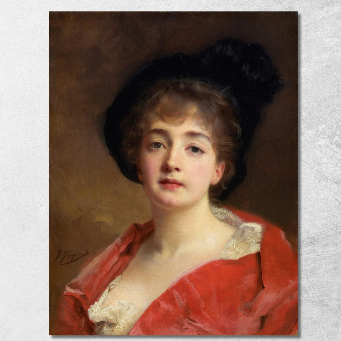 Donna In Rosso Gustave Jean Jacquet gjj26 quadro stampato su tela