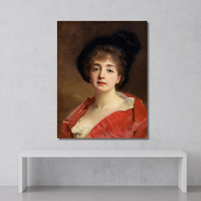 Donna In Rosso Gustave Jean Jacquet gjj26 quadro stampato su tela