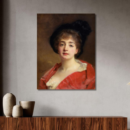 Donna In Rosso Gustave Jean Jacquet gjj26 quadro stampato su tela