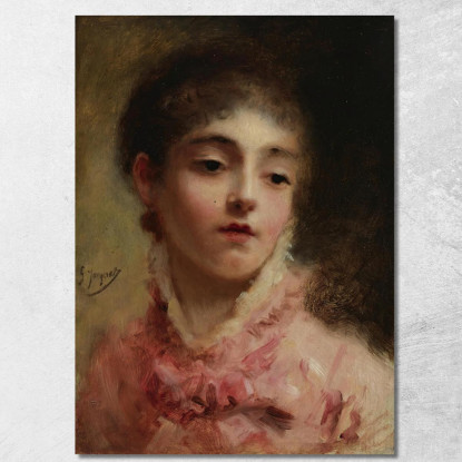 Giovane Donna In Abito Rosa Gustave Jean Jacquet gjj29 quadro stampato su tela