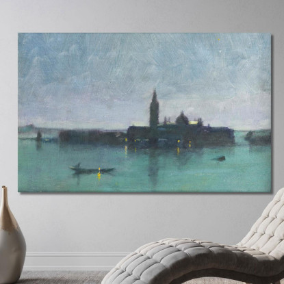San Giorgio Maggiore Dalla Laguna Al Chiaro Di Luna Venezia James Jebusa Shannon jjs32 quadro stampato su tela