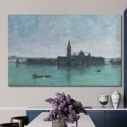 San Giorgio Maggiore Dalla Laguna Al Chiaro Di Luna Venezia James Jebusa Shannon jjs32 quadro stampato su tela