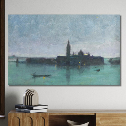 San Giorgio Maggiore Dalla Laguna Al Chiaro Di Luna Venezia James Jebusa Shannon jjs32 quadro stampato su tela