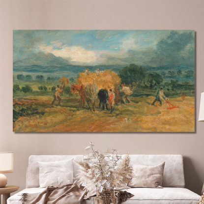 Scena Di Raccolto Con Lavoratori Che Caricano Il Fieno Su Un Carro Agricolo James Ward jwr3 quadro stampato su tela