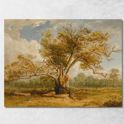 Una Quercia Nel Richmond Park Con Un Branco Di Daini Accanto James Ward jwr6 quadro stampato su tela
