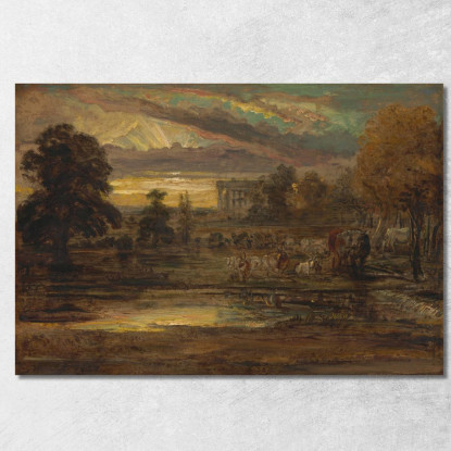 Bovini Presso Una Pozza All'Alba James Ward jwr9 quadro stampato su tela