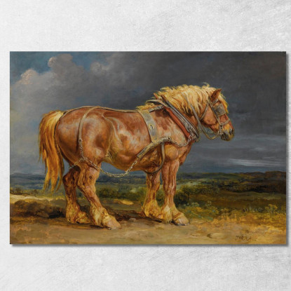 Cheshunt Il Cavallo Da Tiro Shire "Elephant" In Un Ampio Paesaggio James Ward jwr10 quadro stampato su tela