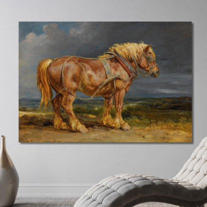 Cheshunt Il Cavallo Da Tiro Shire "Elephant" In Un Ampio Paesaggio James Ward jwr10 quadro stampato su tela