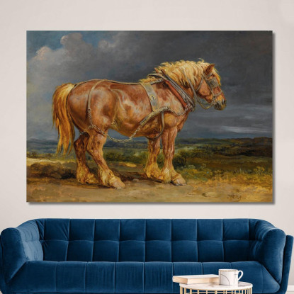 Cheshunt Il Cavallo Da Tiro Shire "Elephant" In Un Ampio Paesaggio James Ward jwr10 quadro stampato su tela