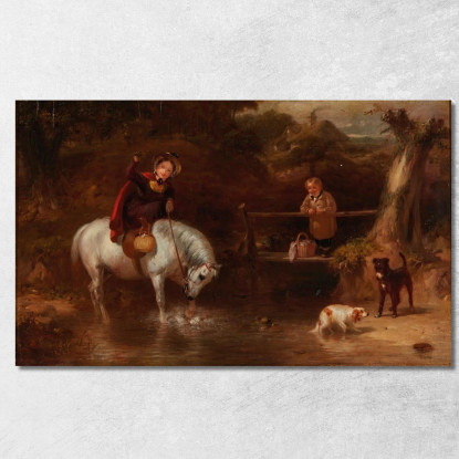 Confronto Al Guado James Ward jwr12 quadro stampato su tela