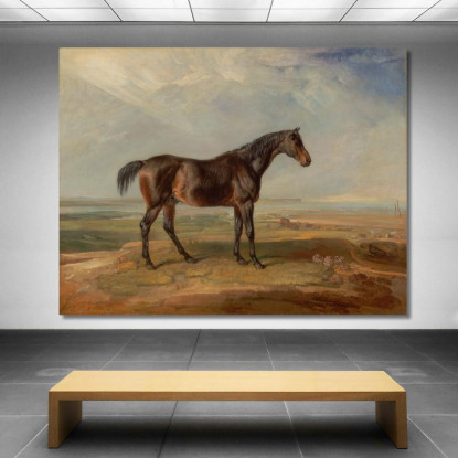 Dr. Syntax Un Cavallo Da Corsa Baio In Piedi In Un Paesaggio Costiero Con Un Estuario Sullo Sfondo James Ward jwr15 quadro stam