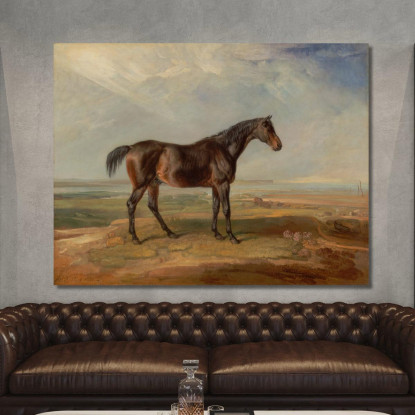 Dr. Syntax Un Cavallo Da Corsa Baio In Piedi In Un Paesaggio Costiero Con Un Estuario Sullo Sfondo James Ward jwr15 quadro stam