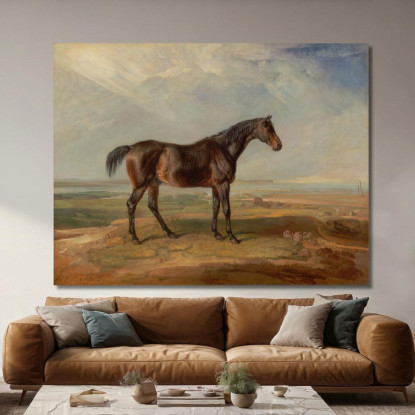 Dr. Syntax Un Cavallo Da Corsa Baio In Piedi In Un Paesaggio Costiero Con Un Estuario Sullo Sfondo James Ward jwr15 quadro stam