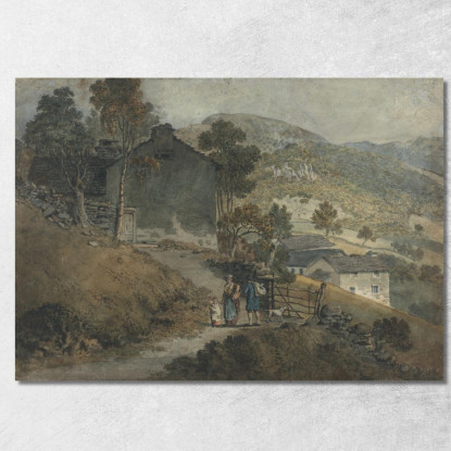 Paesaggio Con Cottage E Figure James Ward jwr23 quadro stampato su tela