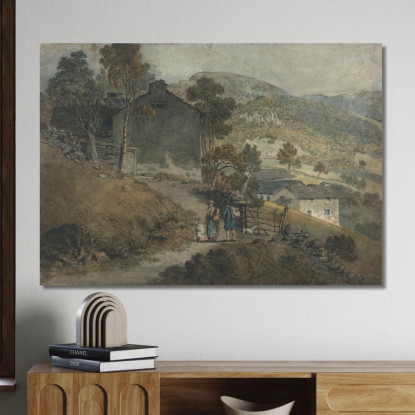Paesaggio Con Cottage E Figure James Ward jwr23 quadro stampato su tela