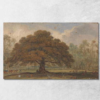 Paesaggio Con Cervi Sotto "La Quercia Del Mendicante" A Dagot'S Park James Ward jwr25 quadro stampato su tela
