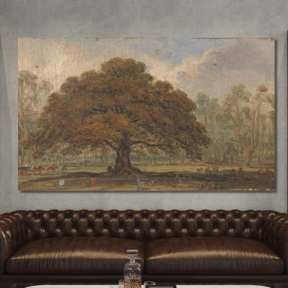 Paesaggio Con Cervi Sotto "La Quercia Del Mendicante" A Dagot'S Park James Ward jwr25 quadro stampato su tela