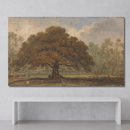 Paesaggio Con Cervi Sotto "La Quercia Del Mendicante" A Dagot'S Park James Ward jwr25 quadro stampato su tela