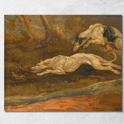 La Fuga: Due Levrieri All'Inseguimento Di Una Lepre James Ward jwr38 quadro stampato su tela