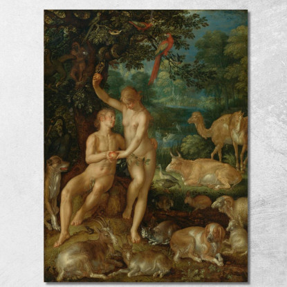 Adamo Ed Eva Joachim Wtewael jwl1 quadro stampato su tela
