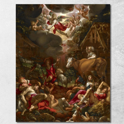 Annunciazione Ai Pastori Joachim Wtewael jwl2 quadro stampato su tela