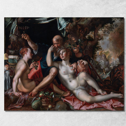 Lot E Le Sue Figlie Joachim Wtewael jwl8 quadro stampato su tela