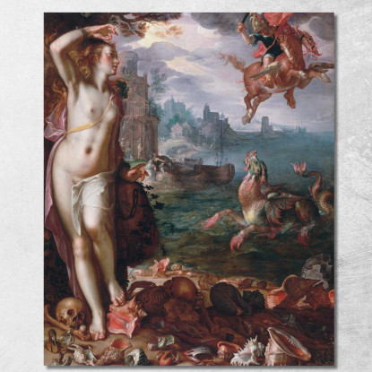 Perseo Libera Andromeda Joachim Wtewael jwl14 quadro stampato su tela