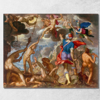 La Battaglia Tra Gli Dei E I Giganti Joachim Wtewael jwl19 quadro stampato su tela