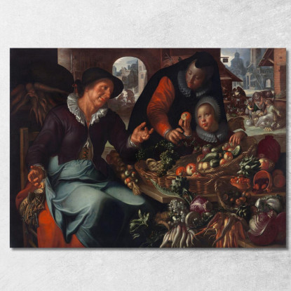 Il Venditore Di Frutta E Verdura Joachim Wtewael jwl22 quadro stampato su tela