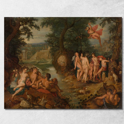 Il Giudizio Di Paride Joachim Wtewael jwl24 quadro stampato su tela