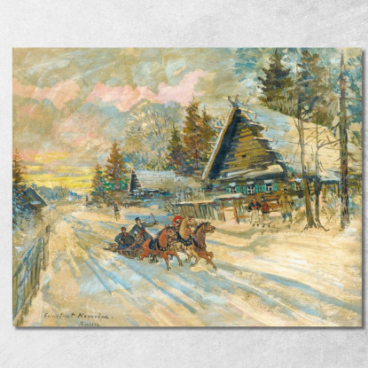 Fisarmonicista In Una Slitta Konstantin Alexeevich Korovin kak1 quadro stampato su tela