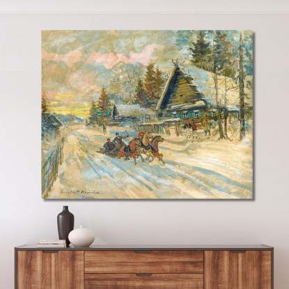 Fisarmonicista In Una Slitta Konstantin Alexeevich Korovin kak1 quadro stampato su tela