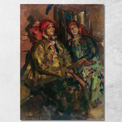 Due Ragazze In Costumi Contadini Konstantin Alexeevich Korovin kak36 quadro stampato su tela