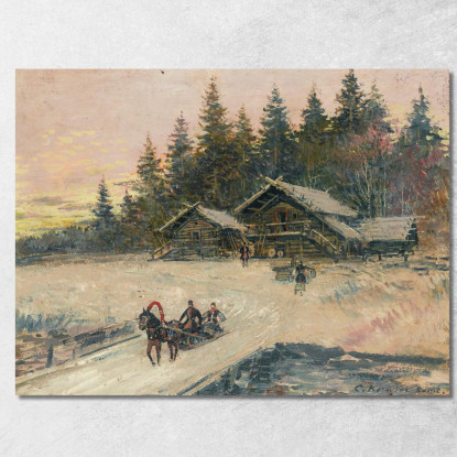 Scena Invernale Con Troika Konstantin Alexeevich Korovin kak40 quadro stampato su tela