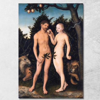 Adamo Ed Eva In Paradiso - La Caduta Lucas Cranach the Elder lce5 quadro stampato su tela