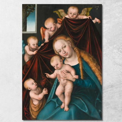 Madonna Col Bambino Con Il Piccolo San Giovanni Battista E Angeli Lucas Cranach the Elder lce34 quadro stampato su tela