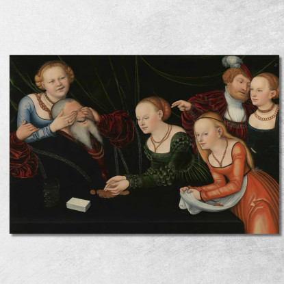 Vecchio Ingannato Da Cortigiane Lucas Cranach the Elder lce40 quadro stampato su tela