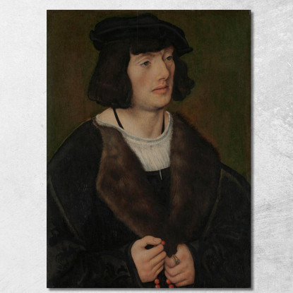 Ritratto Di Un Uomo Con Un Rosario Lucas Cranach the Elder lce43 quadro stampato su tela