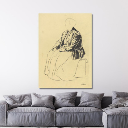 Schizzo A Figura Singola Di Donna Seduta Karl Wiener kwn160 quadro stampato su tela