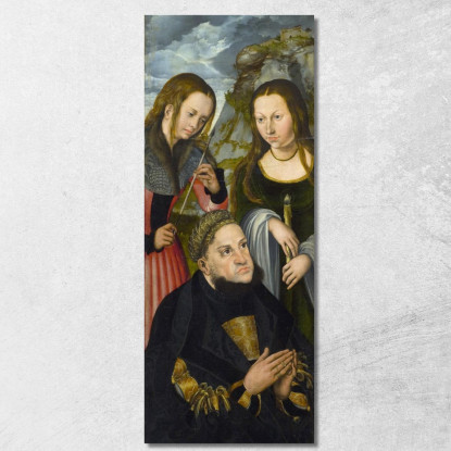 L'Elettore Federico Il Saggio Di Sassonia 1463-1525 Con Le Sante Orsola (A Sinistra) E Genoveffa (A Destra) Lucas Cranach the E