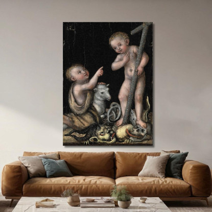 Il Bambino Gesù E San Giovanni Battista Lucas Cranach the Elder lce73 quadro stampato su tela