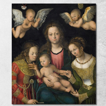 Vergine Con Il Bambino Con Le Sante Caterina E Barbara Lucas Cranach the Elder lce95 quadro stampato su tela