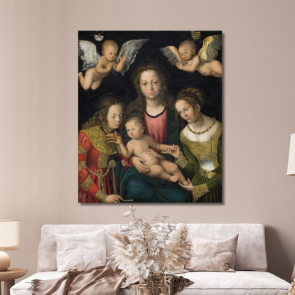 Vergine Con Il Bambino Con Le Sante Caterina E Barbara Lucas Cranach the Elder lce95 quadro stampato su tela