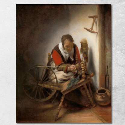 La Filatrice Nicolaes Maes nma6 quadro stampato su tela