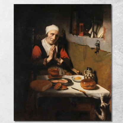 Vecchia Che Dice La Grazia Conosciuta Come 'La Preghiera Senza Fine' Nicolaes Maes nma8 quadro stampato su tela