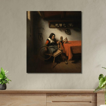 Vecchia Che Fila Nicolaes Maes nma9 quadro stampato su tela