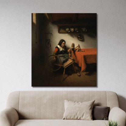 Vecchia Che Fila Nicolaes Maes nma9 quadro stampato su tela