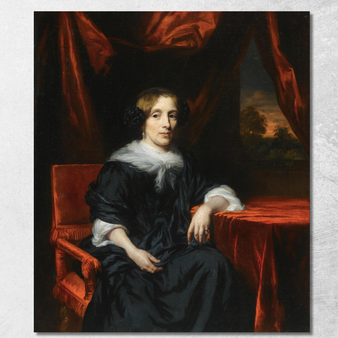 Ritratto Di Una Dama In Abito Nero Nicolaes Maes nma19 quadro stampato su tela