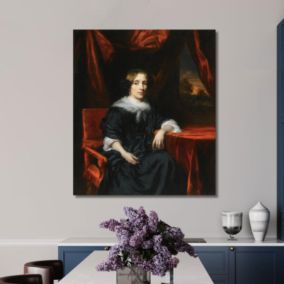 Ritratto Di Una Dama In Abito Nero Nicolaes Maes nma19 quadro stampato su tela