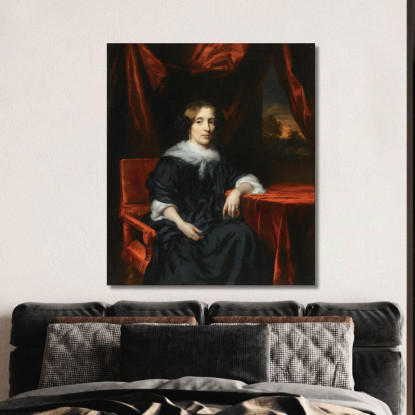 Ritratto Di Una Dama In Abito Nero Nicolaes Maes nma19 quadro stampato su tela